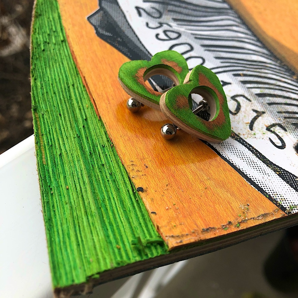 Skateboard heart nipple piercings